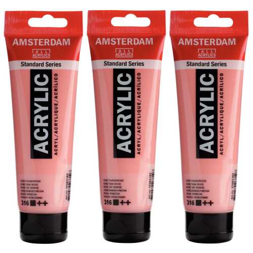 Standard Acrylic Paint, 120ml, Venetian Rose 316, Pack of 3