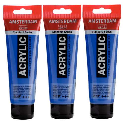 Standard Acrylic Paint, 120ml, Cobalt Blue Ultramarine 512, Pack of 3
