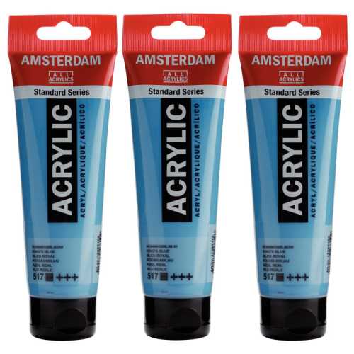 Standard Acrylic Paint, 120ml, King's Blue 517, Pack of 3