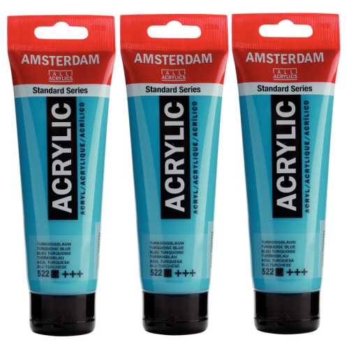 Standard Acrylic Paint, 120ml, Turquiose Blue 522, Pack of 3