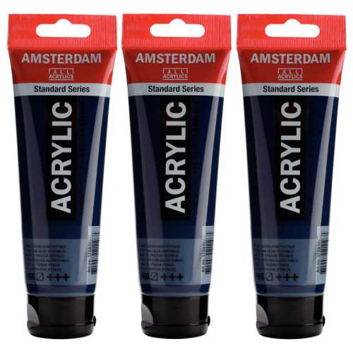 Standard Acrylic Paint, 120ml, Prussian Blue Phthalo 566, Pack of 3