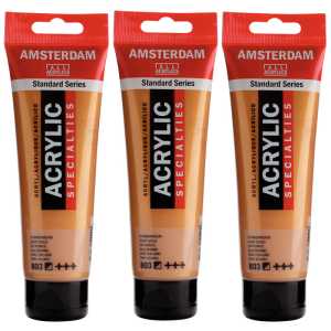 Standard Acrylic Paint, 120ml, Deep Gold 803, Pack of 3