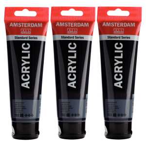 Standard Acrylic Paint, 120ml, Lamp Black 702, Pack of 3