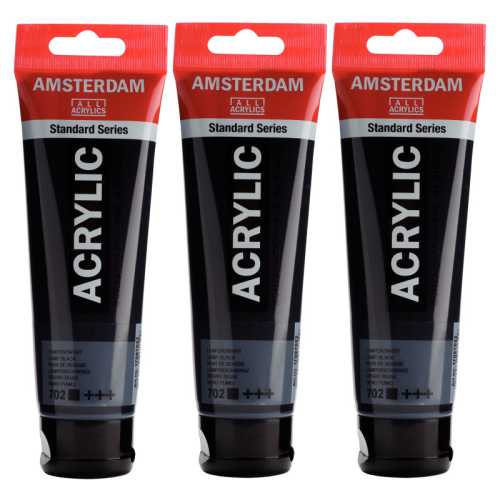 Standard Acrylic Paint, 120ml, Lamp Black 702, Pack of 3