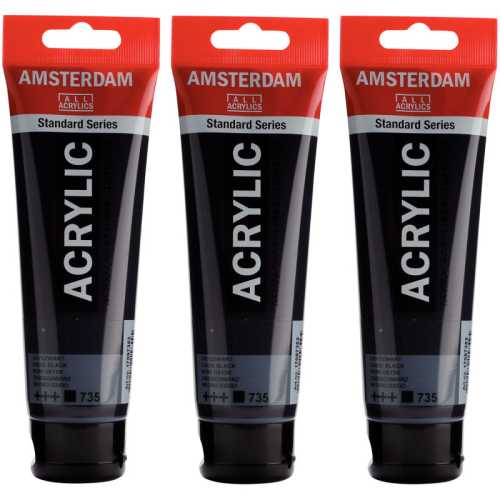 Standard Acrylic Paint, 120ml, Oxyde Black 735, Pack of 3