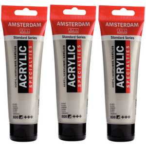 Standard Acrylic Paint, 120ml, Silver 800, Pack of 3