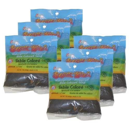 Scenic Sand&trade; Craft Colored Sand, Deep Black, 1lb (454g) Bag, Pack of 6