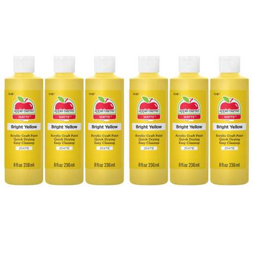 Acrylic Paint Matte, 8oz., Bright Yellow, Pack of 6