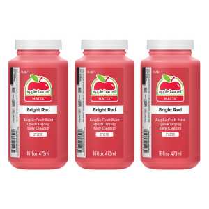 Acrylic Paint Matte, 16oz., Bright Red, Pack of 3
