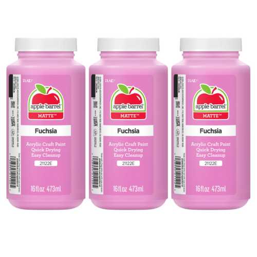 Acrylic Paint Matte, 16oz., Fuchsia, Pack of 3