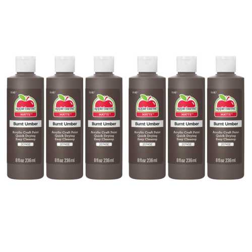 Acrylic Paint Matte, 8oz., Burnt Umber, Pack of 6