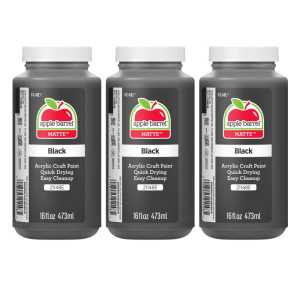 Acrylic Paint Matte, 16oz., Black, Pack of 3