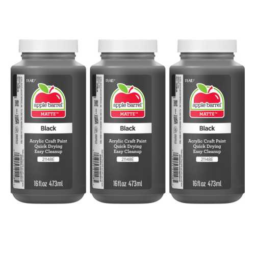 Acrylic Paint Matte, 16oz., Black, Pack of 3