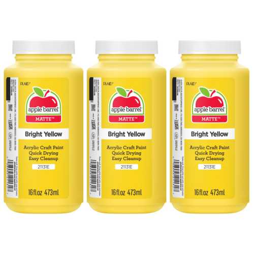Acrylic Paint Matte, 16oz., Bright Yellow, Pack of 3
