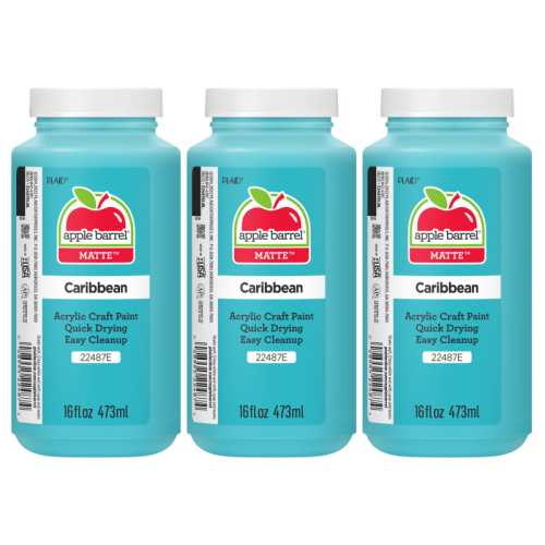Acrylic Paint Matte, 16oz., Caribbean, Pack of 3
