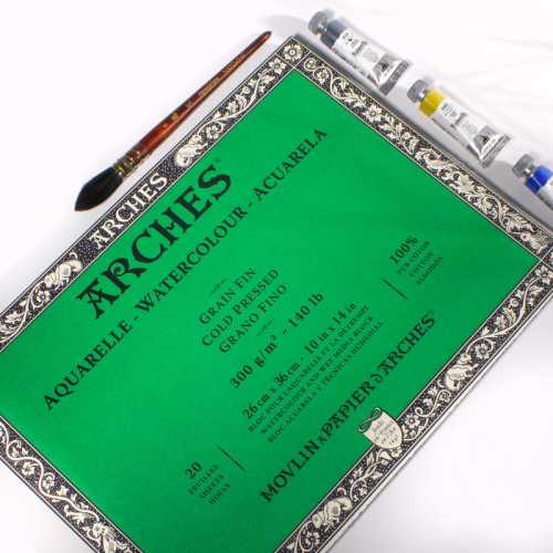 Aquarelle Watercolor Paper Block, Cold Press, Natural White, 140 lb (300 gsm), 20 Sheet, 10x14 in, 1 Count