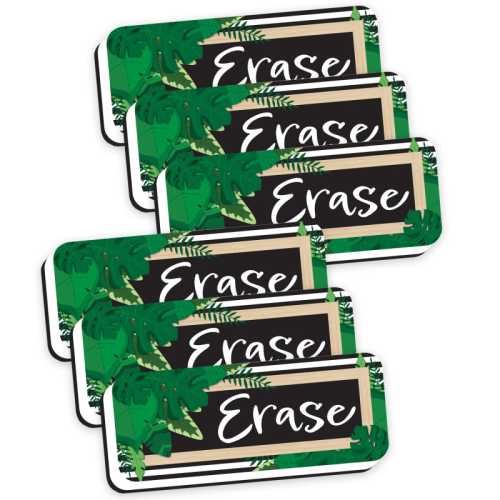 Magnetic Whiteboard Eraser, Boho Style Leaves with Border, 2