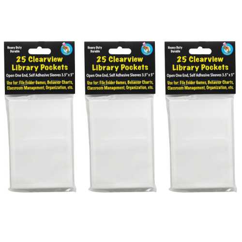 Clear View Self-Adhesive Library Pocket 3.5