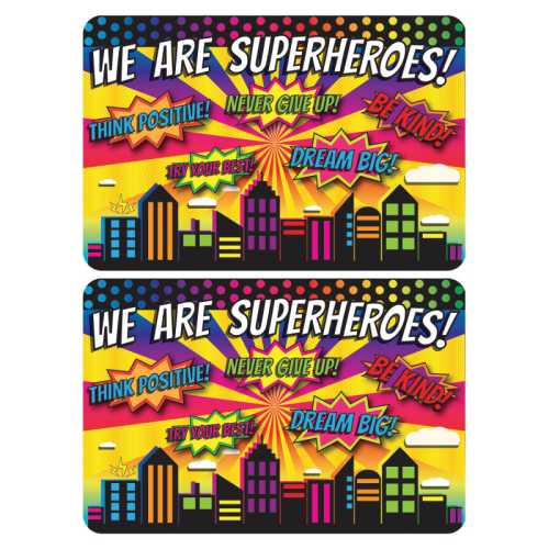 The Original Fun Mat&reg; Computer Mouse Pad, 11.75x8 in, Superheroes, Positivity, Set of 2