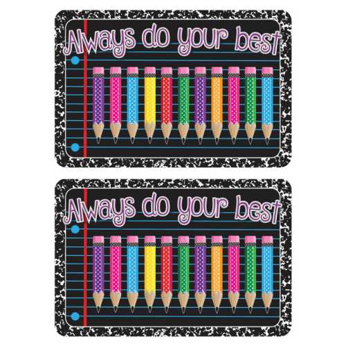 The Original Fun Mat&reg; Computer Mouse Pad, 11.75x8 in, Always Do Your Best, Composition, Pencils, Set of 2