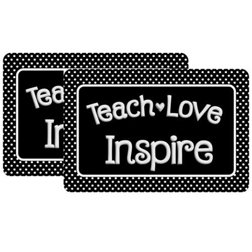 The Original Fun Mat&reg; Computer Mouse Pad, 11.75x8 in, Teacher Inspiration, Teach Love Inspire, Black and White Dots Pattern, Set of 2