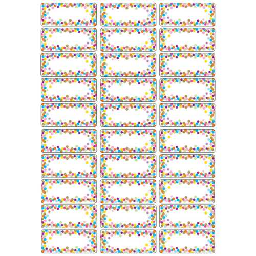 Magnetic Die-Cut Small Foam Nameplates & Labels, Confetti, 30 Pieces