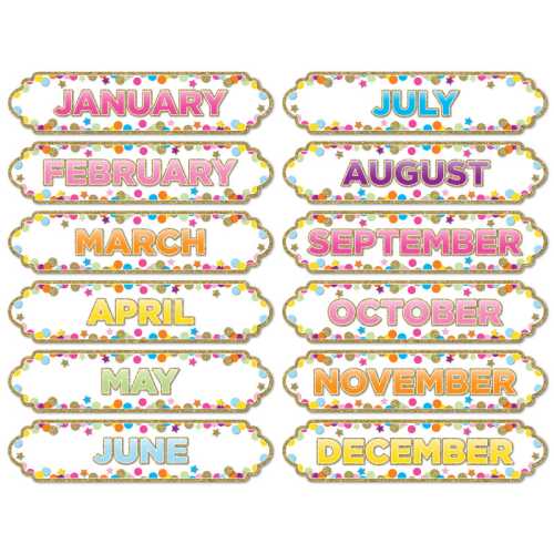 Magnetic Die-Cut Timesavers & Labels, Confetti Months of the Year