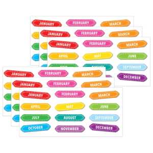 Magnetic Die-Cut Timesavers & Labels, Months of the Year, Chalk Loops, 12 Per Pack, 6 Packs