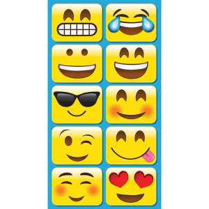 Non-Magnetic Mini Whiteboard Erasers, Emotions Icons, Pack of 10