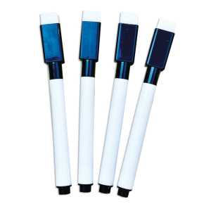 Smart Poly&reg; Dry Erase Markers with Eraser, Fine Tip, Black, Pack of 4