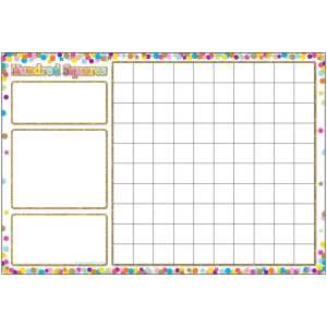 Smart Poly&trade; Chart, 13" x 19", Confetti Hundred Squares