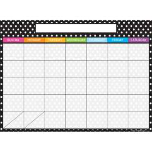 Smart Poly&reg; PosterMat Pals&trade; Space Savers, 13" x 9-1/2", BW Dots Calendar