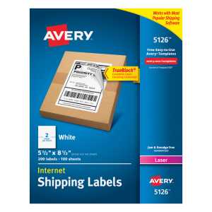 Half-Sheet Printable Shipping Labels, 5-1/2" x 8-1/2", 200 Pack