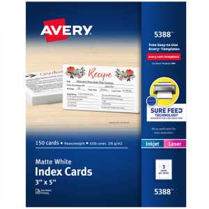 Printable Index Cards, 3" x 5", 150 Pack