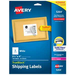 Printable Shipping Labels, 3-1/3" x 4", 150 Pack
