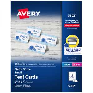 Printable Tent Cards, 2" x 3-1/2", 160 Pack