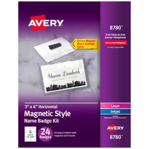 Magnetic Name Badge Holders, 3" x 4", 24 Pack