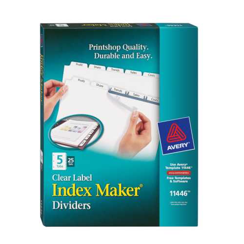 5-Tab Binder Dividers with Labels, 25 Sets