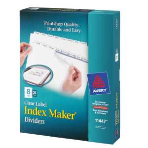 8-Tab Binder Dividers with Labels, 25 Sets