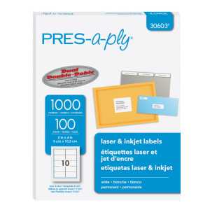 PRES-A-Ply Laser Labels, 2 x 4 Inch, White, 1000 Count