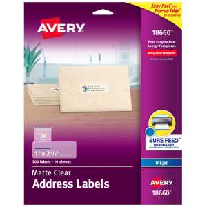 Printable Address Labels, 1" x 2-5/8", 300 Pack