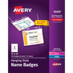 Customizable Name Badge Holders, 3" x 4", 100 Pack