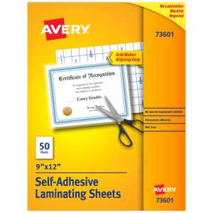 Self-Adhesive Laminating Sheets, 9" x 12", 50 Pack