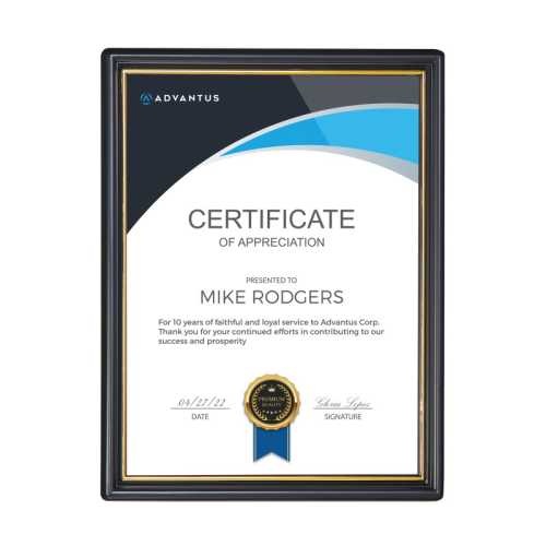 EZ Mount Document Frame, Black & Gold Plastic, 8x10 in