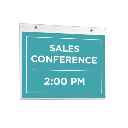 Sign Holder, Horizontal Wall Mounted, Clear Plastic, 11x8.5 in