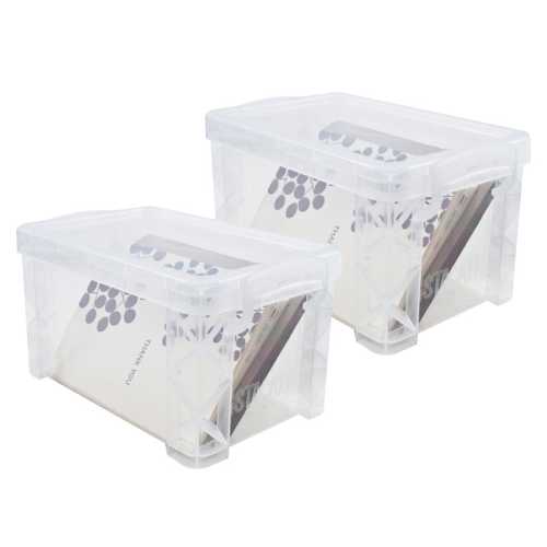 Clear Plastic Stacking Storage Box, 3X5 in, Set of 2