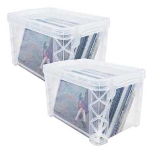 Clear Plastic Stacking Storage Box, 4X6 in, Set of 2