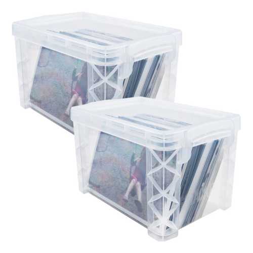 Clear Plastic Stacking Storage Box, 4X6 in, Set of 2