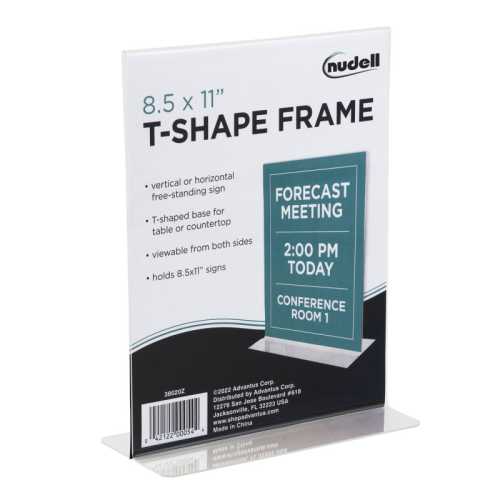 NuDell T-Shape Sign Holder, Clear, 8.511 in.