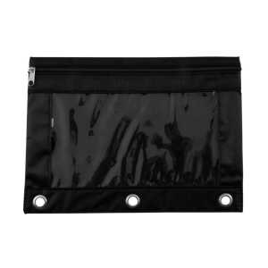 Binder Pencil Pouch, Black/Clear, 10x7.38 in